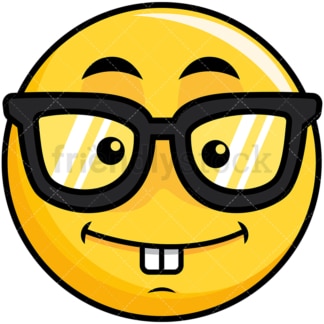 Nerdy yellow smiley emoticon. PNG - JPG and vector EPS file formats (infinitely scalable). Image isolated on transparent background.
