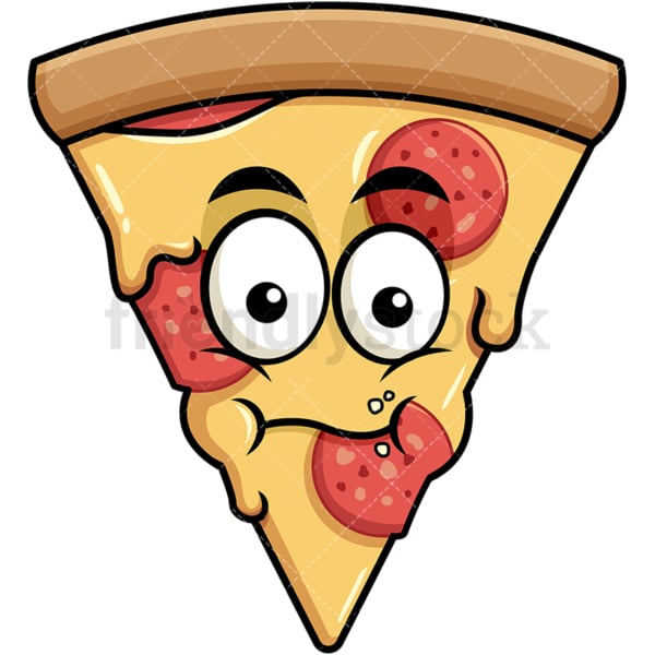 Chewing pizza emoticon. PNG - JPG and vector EPS file formats (infinitely scalable). Image isolated on transparent background.