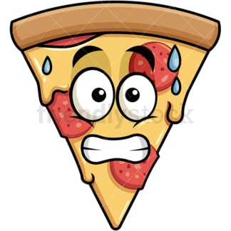 Sweating pizza emoticon. PNG - JPG and vector EPS file formats (infinitely scalable). Image isolated on transparent background.