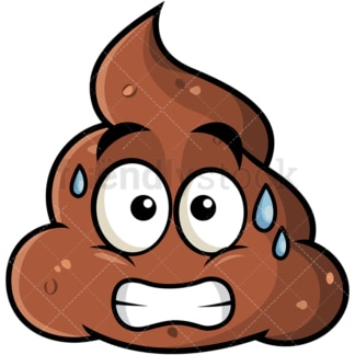 Sweating poop emoticon. PNG - JPG and vector EPS file formats (infinitely scalable). Image isolated on transparent background.