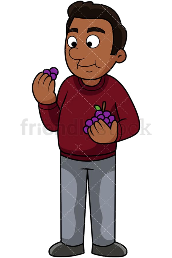 Black Man Eating Grapes Cartoon Vector Clipart FriendlyStock