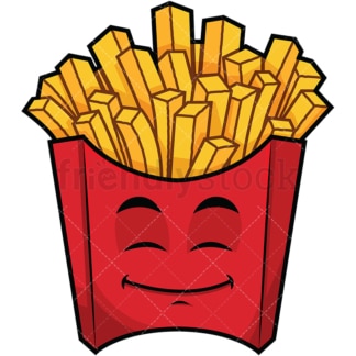 Happy looking french fries emoticon. PNG - JPG and vector EPS file formats (infinitely scalable). Image isolated on transparent background.