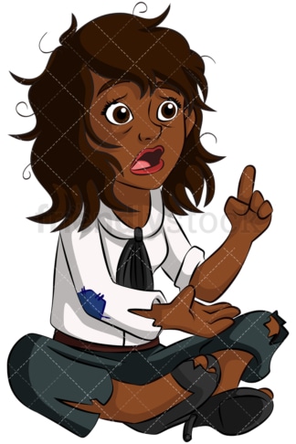 Homeless black businesswoman. PNG - JPG and vector EPS (infinitely scalable). Image isolated on transparent background.