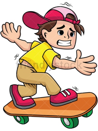 Scared man skateboarding. PNG - JPG and vector EPS file formats (infinitely scalable). Image isolated on transparent background.