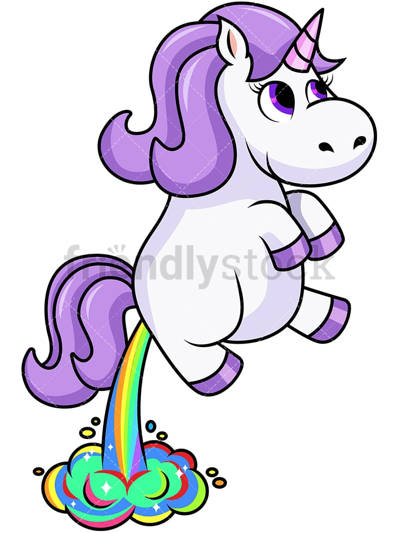 Unicorn Farting Rainbows Cartoon Vector Clipart - FriendlyStock