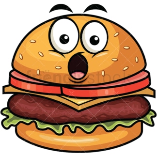 Surprised hamburger emoticon. PNG - JPG and vector EPS file formats (infinitely scalable). Image isolated on transparent background.