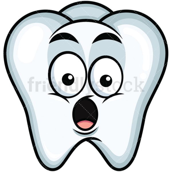 Surprised tooth emoticon. PNG - JPG and vector EPS file formats (infinitely scalable). Image isolated on transparent background.