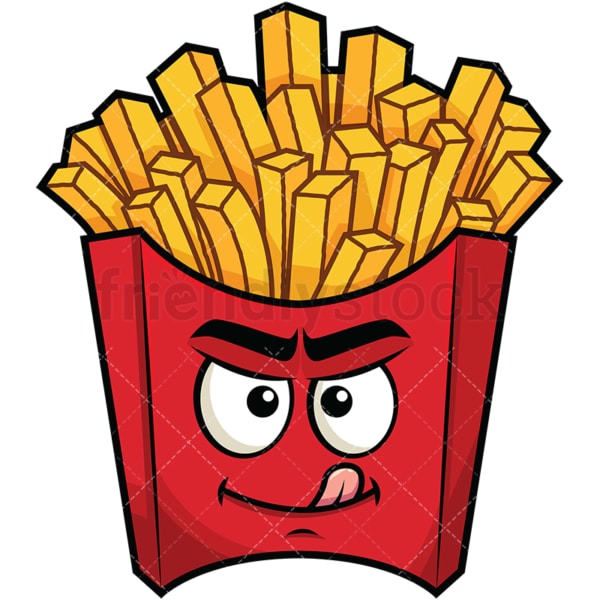 Evil look french fries emoticon. PNG - JPG and vector EPS file formats (infinitely scalable). Image isolated on transparent background.