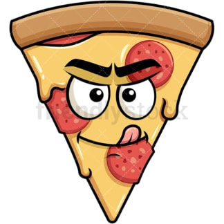 Evil look pizza emoticon. PNG - JPG and vector EPS file formats (infinitely scalable). Image isolated on transparent background.