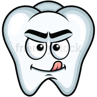 Evil look tooth emoticon. PNG - JPG and vector EPS file formats (infinitely scalable). Image isolated on transparent background.