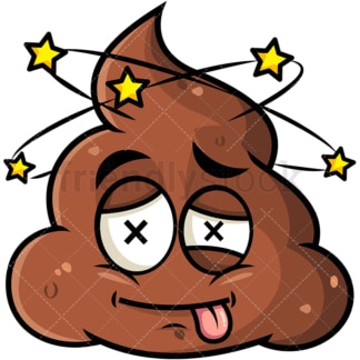 Beaten up poop emoticon. PNG - JPG and vector EPS file formats (infinitely scalable). Image isolated on transparent background.
