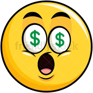 Money eyes yellow smiley emoticon. PNG - JPG and vector EPS file formats (infinitely scalable). Image isolated on transparent background.