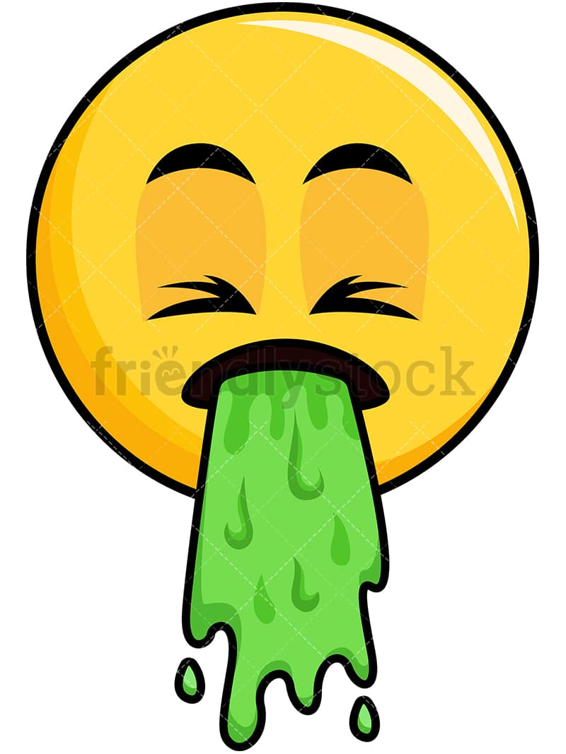 Vomiting Yellow Smiley Emoji Cartoon Vector Clipart - FriendlyStock