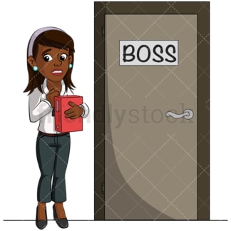 Black woman getting interviewed. PNG - JPG and vector EPS (infinitely scalable). Image isolated on transparent background.