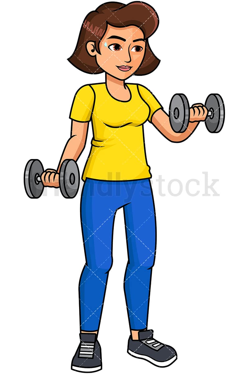 Woman Lifting Weights Cartoon Vector Clipart - FriendlyStock