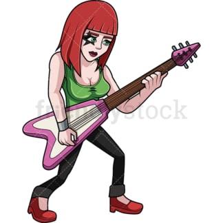 Woman rock guitarist. PNG - JPG and vector EPS file formats (infinitely scalable). Image isolated on transparent background.