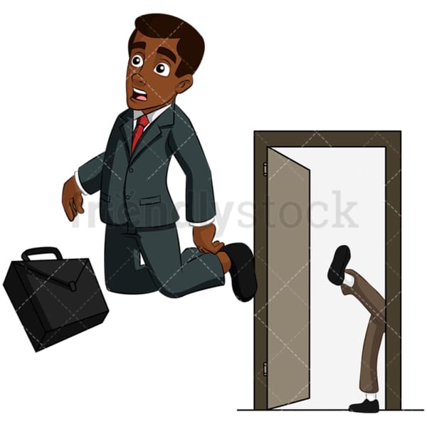 Black man kicked out of job interview. PNG - JPG and vector EPS (infinitely scalable). Image isolated on transparent background.