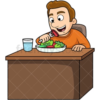 Man enjoying salad. PNG - JPG and vector EPS. Image isolated on transparent background.