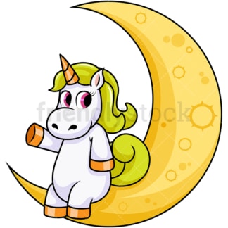 Unicorn sitting on the moon. PNG - JPG and vector EPS file formats (infinitely scalable). Image isolated on transparent background.