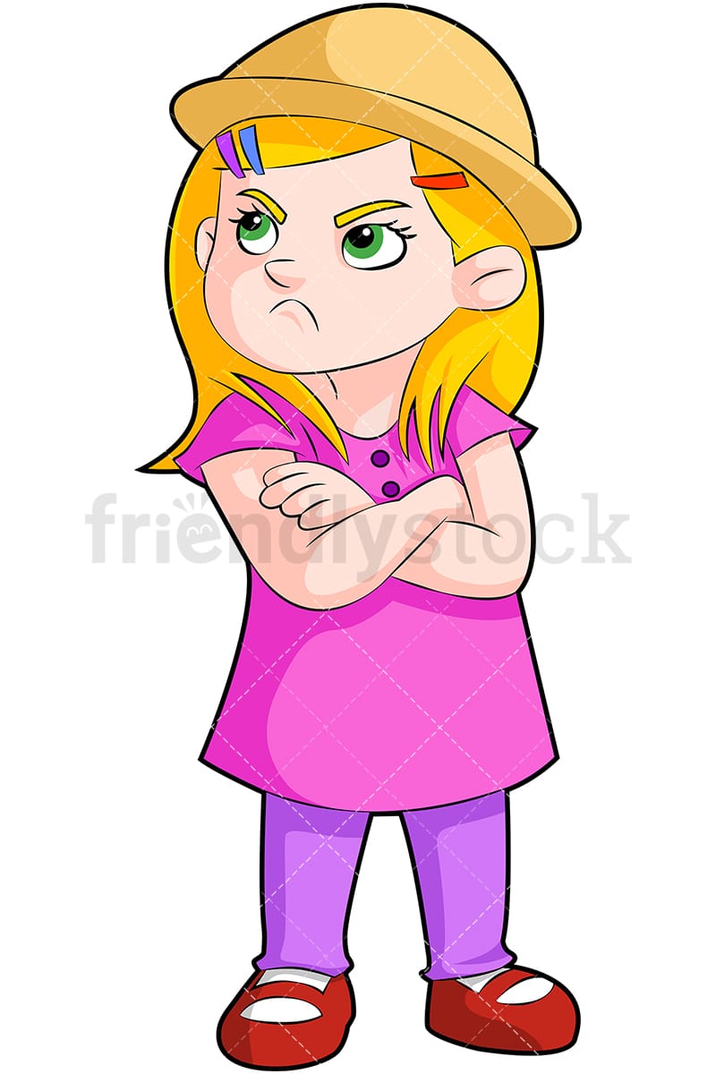 Upset Little Girl Cartoon Vector Clipart - FriendlyStock