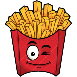 Winking french fries emoticon. PNG - JPG and vector EPS file formats (infinitely scalable). Image isolated on transparent background.