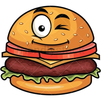 Winking hamburger emoticon. PNG - JPG and vector EPS file formats (infinitely scalable). Image isolated on transparent background.