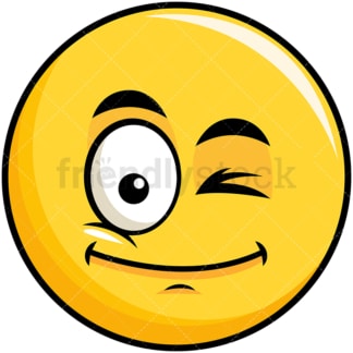 Winking yellow smiley emoticon. PNG - JPG and vector EPS file formats (infinitely scalable). Image isolated on transparent background.