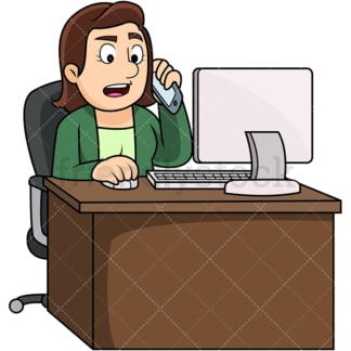 Angry woman calling customer service. PNG - JPG and vector EPS file formats (infinitely scalable). Image isolated on transparent background.