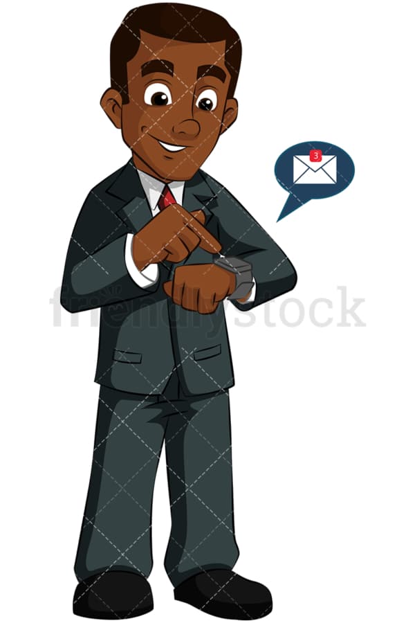 Black man wearing smart watch. PNG - JPG and vector EPS (infinitely scalable). Image isolated on transparent background.