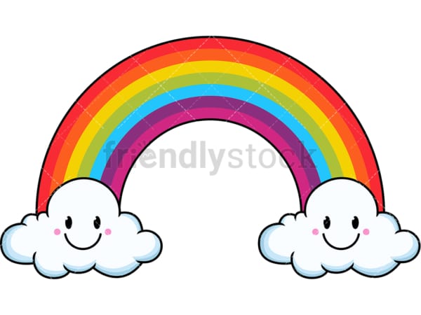 Cute kawaii rainbow. PNG - JPG and vector EPS file formats (infinitely scalable). Image isolated on transparent background.