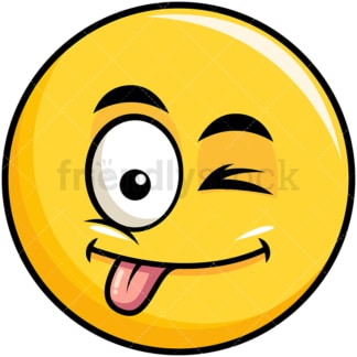 Winking tongue out yellow smiley emoticon. PNG - JPG and vector EPS file formats (infinitely scalable). Image isolated on transparent background.