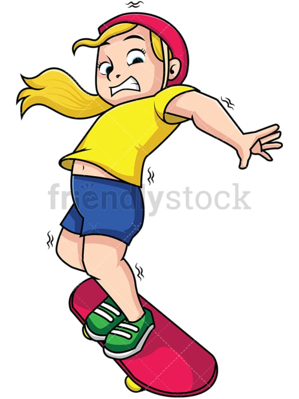 Woman falling from skateboard. PNG - JPG and vector EPS file formats (infinitely scalable). Image isolated on transparent background.
