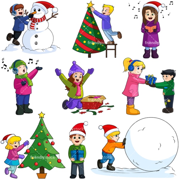 Kids at christmas. PNG - JPG and vector EPS file formats (infinitely scalable). Image isolated on transparent background.