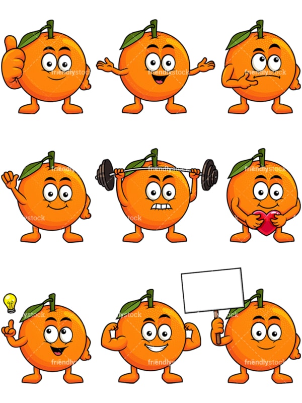 Mascot orange cartoon character. PNG - JPG and vector EPS file formats (infinitely scalable). Image isolated on transparent background.