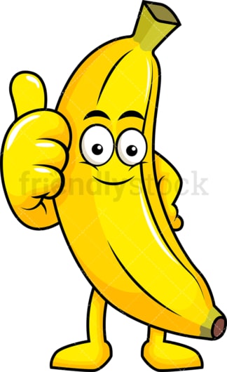 Banana cartoon character thumbs up. PNG - JPG and vector EPS (infinitely scalable). Image isolated on transparent background.
