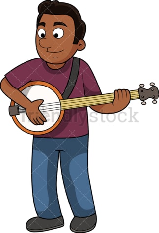 Black guy playing the banjo. PNG - JPG and vector EPS file formats (infinitely scalable). Image isolated on transparent background.