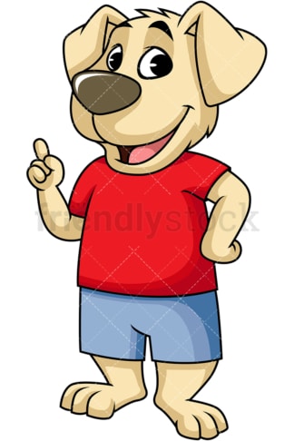 Dog cartoon character pointing up. PNG - JPG and vector EPS (infinitely scalable). Image isolated on transparent background.