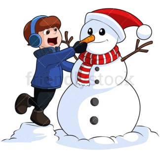 Little kid making a snowman. PNG - JPG and vector EPS (infinitely scalable). Image isolated on transparent background.