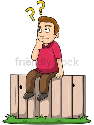 Man sitting on the fence. PNG - JPG and vector EPS file formats (infinitely scalable). Image isolated on transparent background.