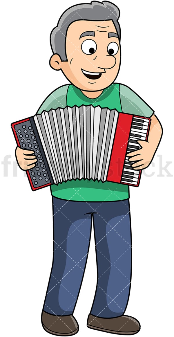 Old man playing accordion. PNG - JPG and vector EPS file formats (infinitely scalable). Image isolated on transparent background.