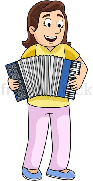 Woman playing accordion. PNG - JPG and vector EPS file formats (infinitely scalable). Image isolated on transparent background.