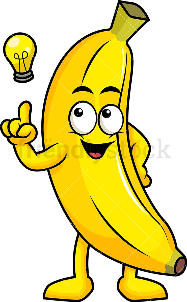 Banana Mascot Having An Idea Cartoon Vector Clipart - FriendlyStock
