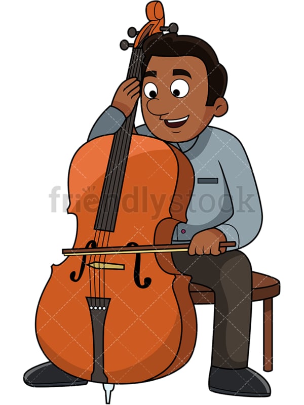 Black guy playing the cello. PNG - JPG and vector EPS file formats (infinitely scalable). Image isolated on transparent background.
