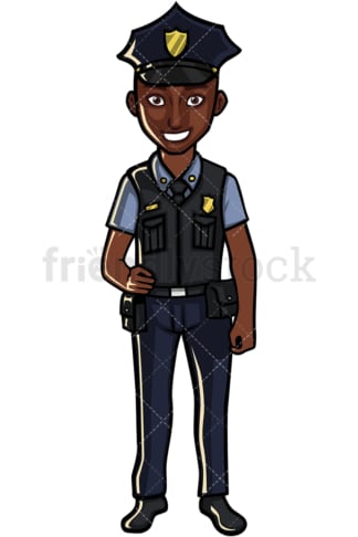 Afroamerikanischer Polizist. PNG - JPG- und Vektor-EPS-Dateiformate (unendlich skalierbar). Bild auf transparentem Hintergrund isoliert.