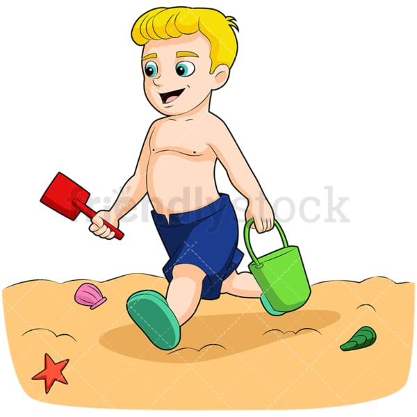 Boy playing on the beach. PNG - JPG and vector EPS (infinitely scalable). Image isolated on transparent background.