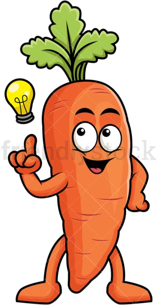 Carrot cartoon character having an idea. PNG - JPG and vector EPS (infinitely scalable). Image isolated on transparent background.