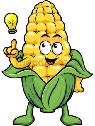 Maize cartoon character having an idea. PNG - JPG and vector EPS (infinitely scalable). Image isolated on transparent background.