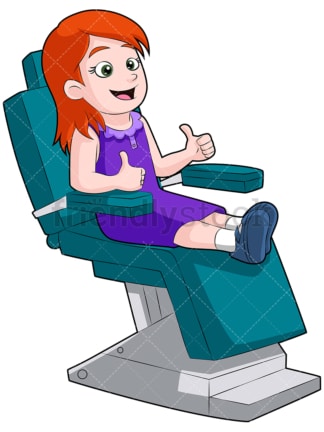 Excited little girl at the dentist. PNG - JPG and vector EPS (infinitely scalable). Image isolated on transparent background.
