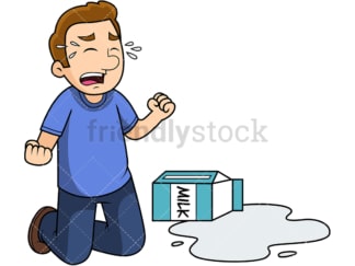 Man crying over spilt milk. PNG - JPG and vector EPS file formats (infinitely scalable). Image isolated on transparent background.