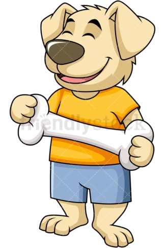 Dog character holding big bone. PNG - JPG and vector EPS (infinitely scalable). Image isolated on transparent background.